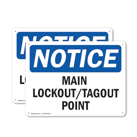 Signmission Main Lockout Tagout Point, 14 in W x Rectangle, Aluminum OS-2PACK-NS-A-1014-L-14090